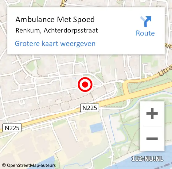 Locatie op kaart van de 112 melding: Ambulance Met Spoed Naar Renkum, Achterdorpsstraat op 27 november 2021 11:35