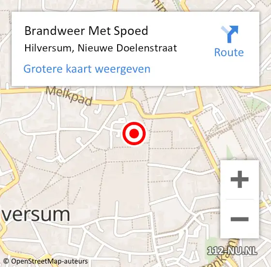 Locatie op kaart van de 112 melding: Brandweer Met Spoed Naar Hilversum, Nieuwe Doelenstraat op 27 november 2021 11:53