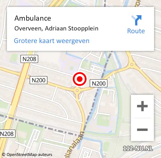 Locatie op kaart van de 112 melding: Ambulance Overveen, Adriaan Stoopplein op 27 november 2021 12:00