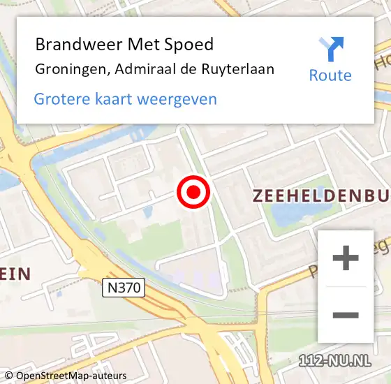 Locatie op kaart van de 112 melding: Brandweer Met Spoed Naar Groningen, Admiraal de Ruyterlaan op 27 november 2021 12:07