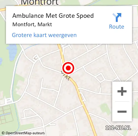 Locatie op kaart van de 112 melding: Ambulance Met Grote Spoed Naar Montfort, Markt op 27 november 2021 12:10