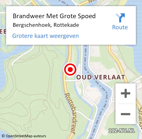 Locatie op kaart van de 112 melding: Brandweer Met Grote Spoed Naar Bergschenhoek, Rottekade op 27 november 2021 12:11