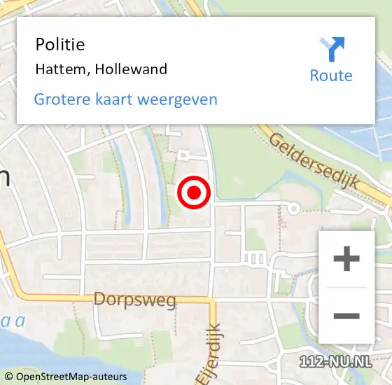 Locatie op kaart van de 112 melding: Politie Hattem, Hollewand op 27 november 2021 12:18