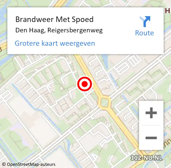 Locatie op kaart van de 112 melding: Brandweer Met Spoed Naar Den Haag, Reigersbergenweg op 27 november 2021 12:23