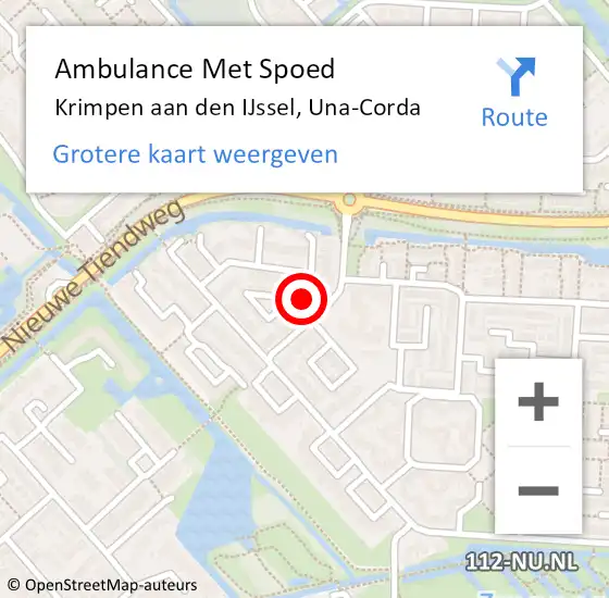 Locatie op kaart van de 112 melding: Ambulance Met Spoed Naar Krimpen aan den IJssel, Una-Corda op 27 november 2021 12:43