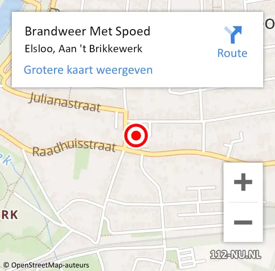 Locatie op kaart van de 112 melding: Brandweer Met Spoed Naar Elsloo, Aan 't Brikkewerk op 27 november 2021 12:57