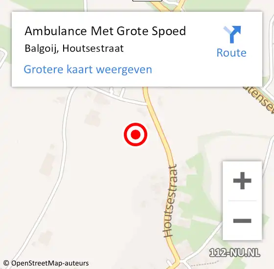 Locatie op kaart van de 112 melding: Ambulance Met Grote Spoed Naar Balgoij, Houtsestraat op 27 november 2021 13:16