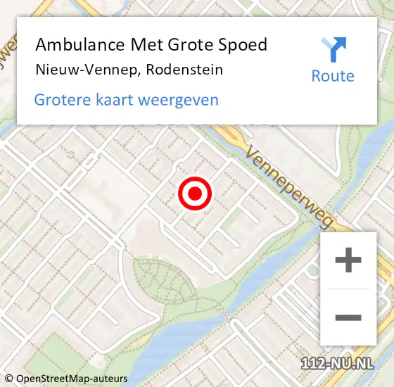 Locatie op kaart van de 112 melding: Ambulance Met Grote Spoed Naar Nieuw-Vennep, Rodenstein op 27 november 2021 13:37