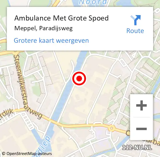 Locatie op kaart van de 112 melding: Ambulance Met Grote Spoed Naar Meppel, Paradijsweg op 27 november 2021 13:54
