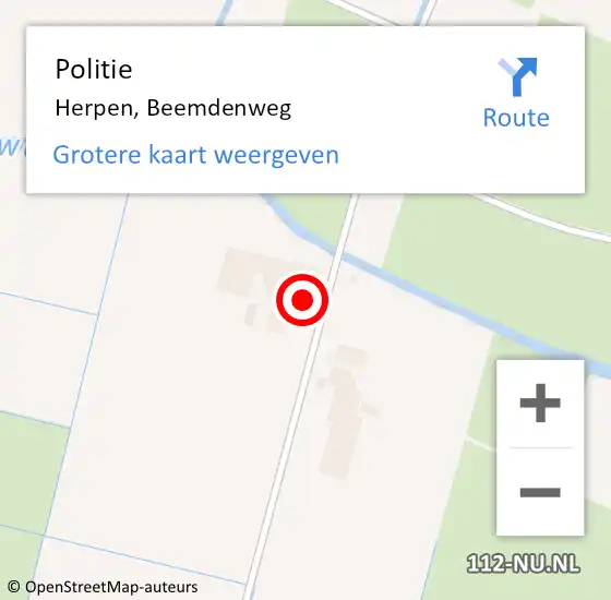Locatie op kaart van de 112 melding: Politie Herpen, Beemdenweg op 27 november 2021 14:23
