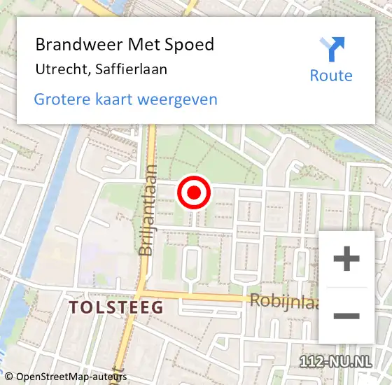 Locatie op kaart van de 112 melding: Brandweer Met Spoed Naar Utrecht, Saffierlaan op 27 november 2021 14:26