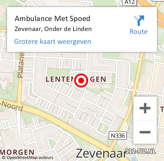 Locatie op kaart van de 112 melding: Ambulance Met Spoed Naar Zevenaar, Onder de Linden op 27 november 2021 14:27