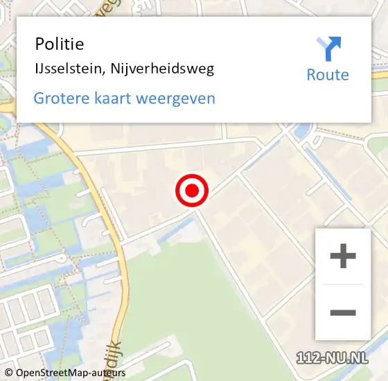 Locatie op kaart van de 112 melding: Politie IJsselstein, Nijverheidsweg op 27 november 2021 14:32