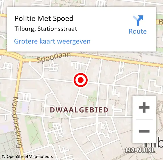Locatie op kaart van de 112 melding: Politie Met Spoed Naar Tilburg, Stationsstraat op 27 november 2021 15:02
