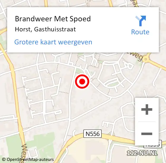 Locatie op kaart van de 112 melding: Brandweer Met Spoed Naar Horst, Gasthuisstraat op 27 november 2021 15:08