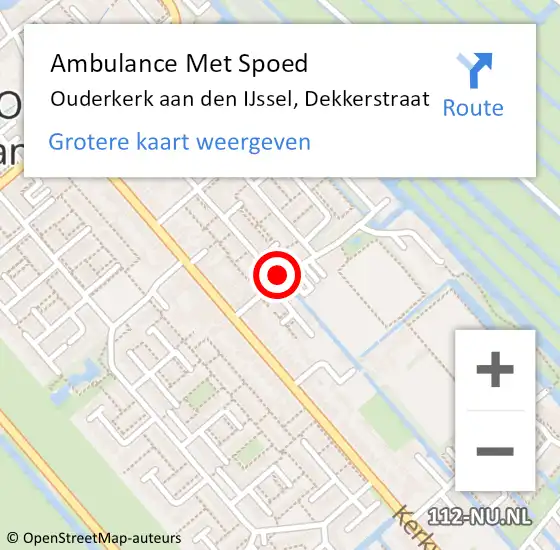Locatie op kaart van de 112 melding: Ambulance Met Spoed Naar Ouderkerk aan den IJssel, Dekkerstraat op 27 november 2021 15:12