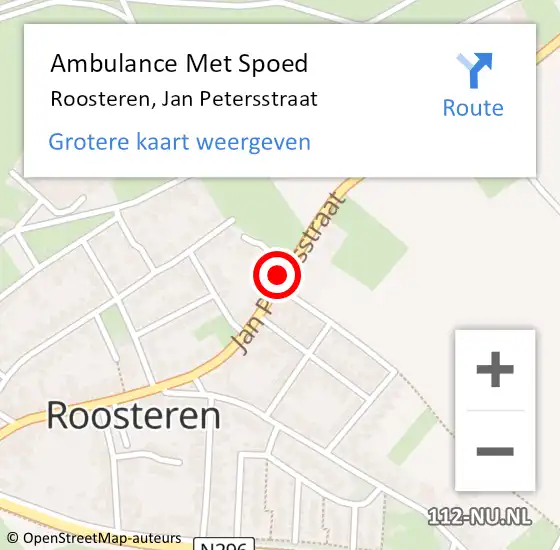 Locatie op kaart van de 112 melding: Ambulance Met Spoed Naar Roosteren, Jan Petersstraat op 30 juni 2014 16:42