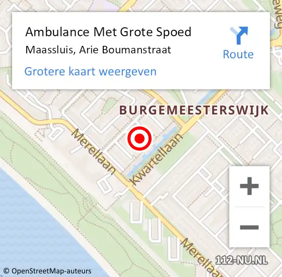 Locatie op kaart van de 112 melding: Ambulance Met Grote Spoed Naar Maassluis, Arie Boumanstraat op 27 november 2021 15:49