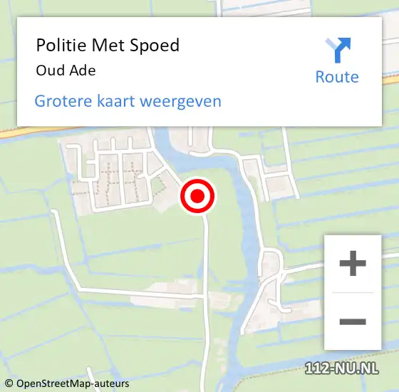 Locatie op kaart van de 112 melding: Politie Met Spoed Naar Oud Ade op 27 november 2021 16:00