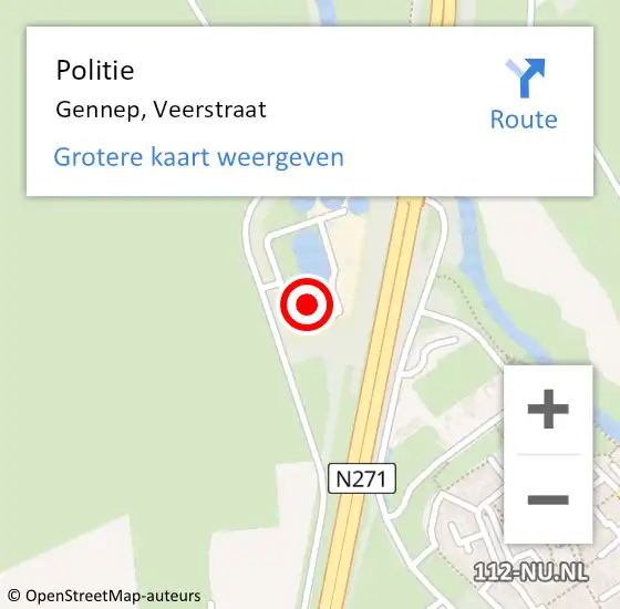 Locatie op kaart van de 112 melding: Politie Gennep, Veerstraat op 27 november 2021 16:09