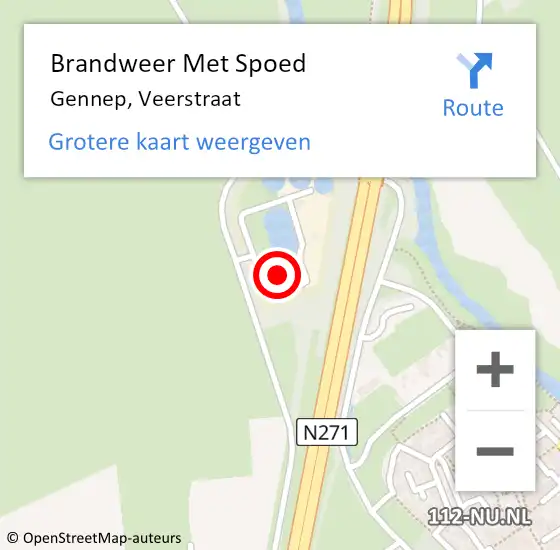 Locatie op kaart van de 112 melding: Brandweer Met Spoed Naar Gennep, Veerstraat op 27 november 2021 16:09