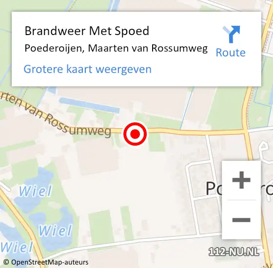 Locatie op kaart van de 112 melding: Brandweer Met Spoed Naar Poederoijen, Maarten van Rossumweg op 27 november 2021 16:17