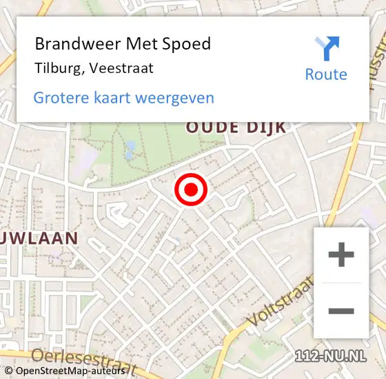 Locatie op kaart van de 112 melding: Brandweer Met Spoed Naar Tilburg, Veestraat op 27 november 2021 16:41