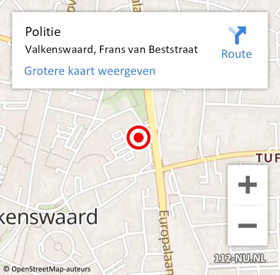 Locatie op kaart van de 112 melding: Politie Valkenswaard, Frans van Beststraat op 27 november 2021 16:41