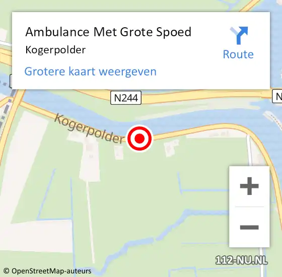 Locatie op kaart van de 112 melding: Ambulance Met Grote Spoed Naar Kogerpolder op 27 november 2021 16:49