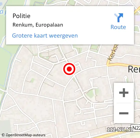 Locatie op kaart van de 112 melding: Politie Renkum, Europalaan op 30 juni 2014 16:50