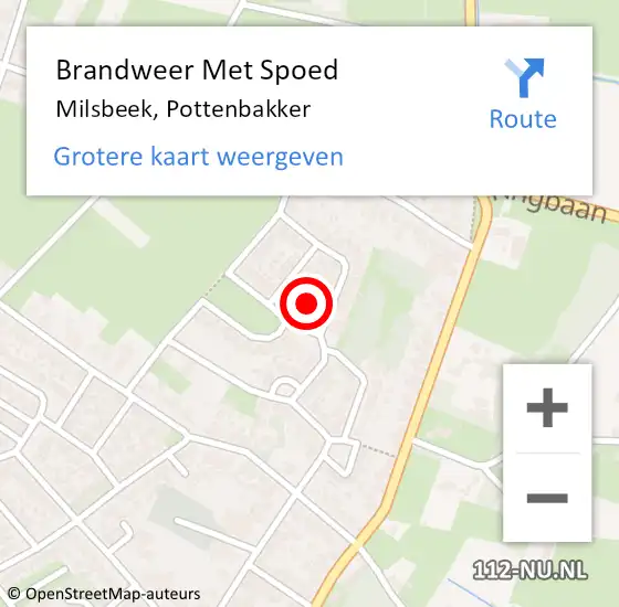 Locatie op kaart van de 112 melding: Brandweer Met Spoed Naar Milsbeek, Pottenbakker op 27 november 2021 17:00