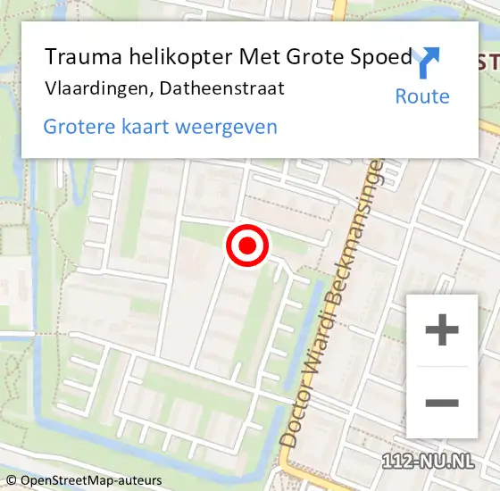 Locatie op kaart van de 112 melding: Trauma helikopter Met Grote Spoed Naar Vlaardingen, Datheenstraat op 27 november 2021 17:06