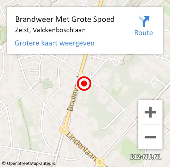 Locatie op kaart van de 112 melding: Brandweer Met Grote Spoed Naar Zeist, Valckenboschlaan op 27 november 2021 17:09