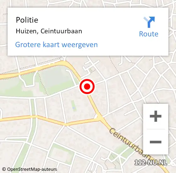 Locatie op kaart van de 112 melding: Politie Huizen, Ceintuurbaan op 27 november 2021 17:11