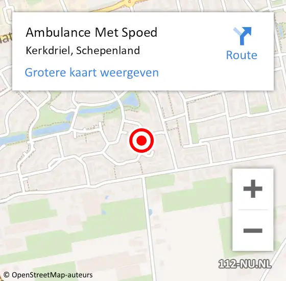 Locatie op kaart van de 112 melding: Ambulance Met Spoed Naar Kerkdriel, Schepenland op 27 november 2021 17:17