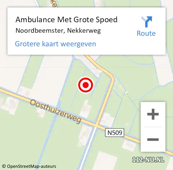 Locatie op kaart van de 112 melding: Ambulance Met Grote Spoed Naar Noordbeemster, Nekkerweg op 27 november 2021 17:22