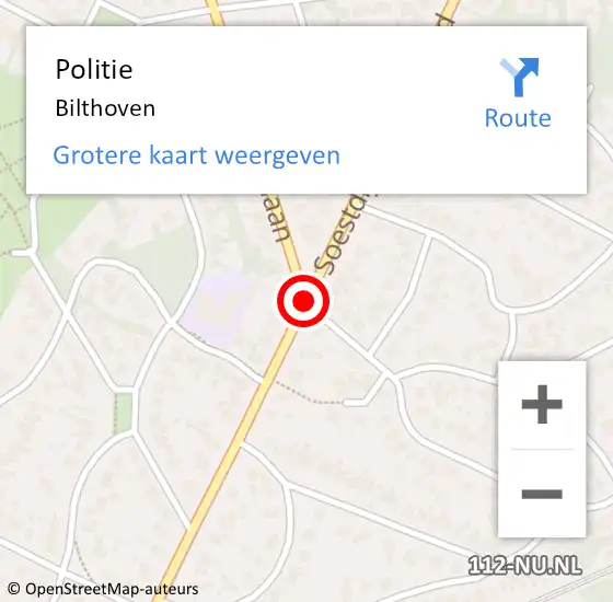 Locatie op kaart van de 112 melding: Politie Bilthoven op 27 november 2021 17:30