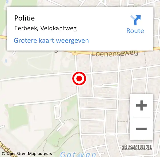 Locatie op kaart van de 112 melding: Politie Eerbeek, Veldkantweg op 27 november 2021 17:37