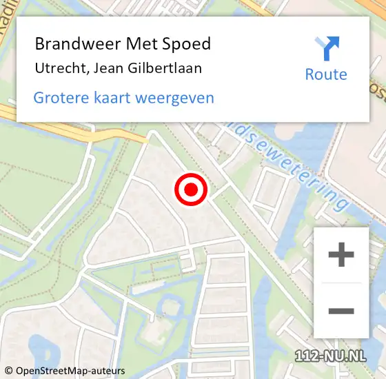 Locatie op kaart van de 112 melding: Brandweer Met Spoed Naar Utrecht, Jean Gilbertlaan op 27 november 2021 17:48