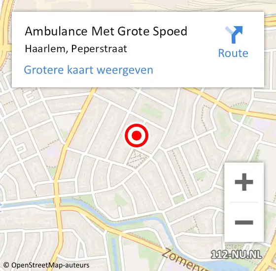 Locatie op kaart van de 112 melding: Ambulance Met Grote Spoed Naar Haarlem, Peperstraat op 27 november 2021 17:53