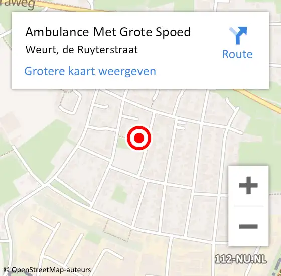 Locatie op kaart van de 112 melding: Ambulance Met Grote Spoed Naar Weurt, de Ruyterstraat op 27 november 2021 18:13