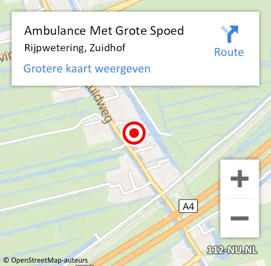 Locatie op kaart van de 112 melding: Ambulance Met Grote Spoed Naar Rijpwetering, Zuidhof op 27 november 2021 18:20