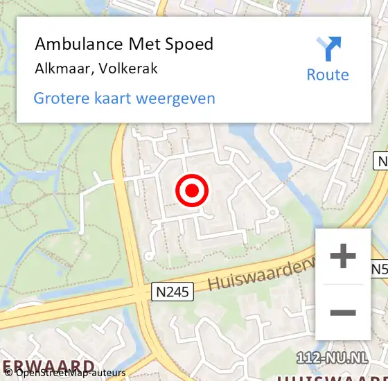 Locatie op kaart van de 112 melding: Ambulance Met Spoed Naar Alkmaar, Volkerak op 27 november 2021 18:31