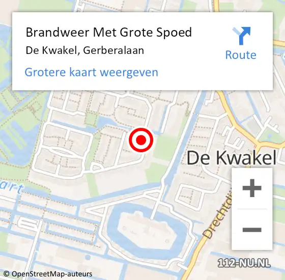 Locatie op kaart van de 112 melding: Brandweer Met Grote Spoed Naar De Kwakel, Gerberalaan op 27 november 2021 18:47