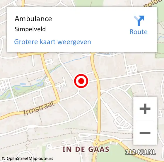 Locatie op kaart van de 112 melding: Ambulance Simpelveld op 30 juni 2014 17:01