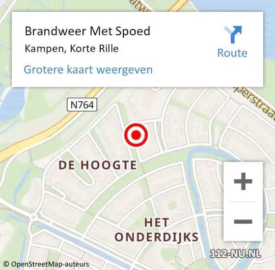 Locatie op kaart van de 112 melding: Brandweer Met Spoed Naar Kampen, Korte Rille op 27 november 2021 19:10