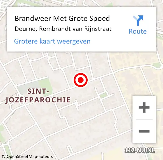 Locatie op kaart van de 112 melding: Brandweer Met Grote Spoed Naar Deurne, Rembrandt van Rijnstraat op 27 november 2021 19:53