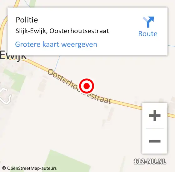 Locatie op kaart van de 112 melding: Politie Slijk-Ewijk, Oosterhoutsestraat op 27 november 2021 20:02