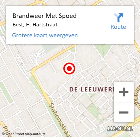 Locatie op kaart van de 112 melding: Brandweer Met Spoed Naar Best, H. Hartstraat op 27 november 2021 20:04