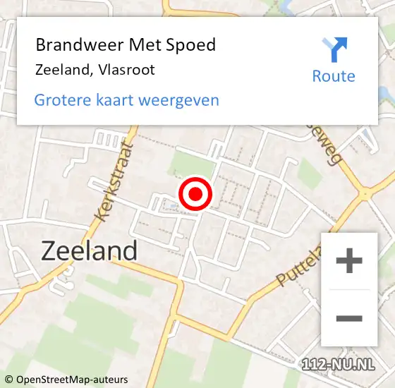 Locatie op kaart van de 112 melding: Brandweer Met Spoed Naar Zeeland, Vlasroot op 27 november 2021 20:29